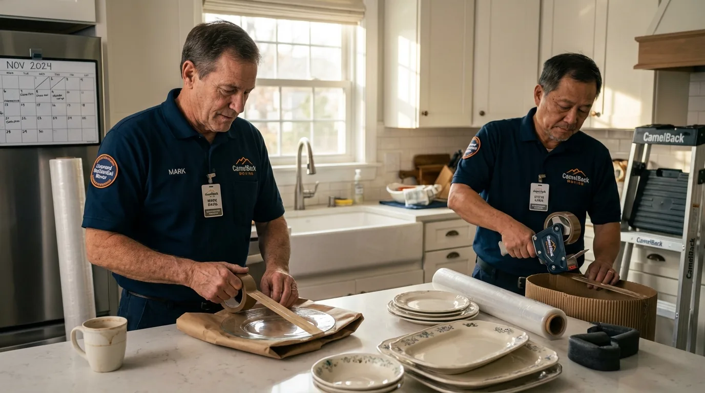 Professional crew packing kitchen dishware in Cave Junction, OR